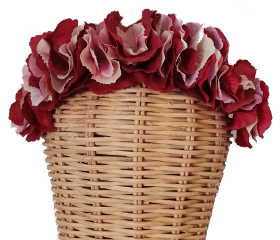 Diadema Otoñal. Diadema de hortensias en color granate y rosa montada sobre diadema de raso negra : PVP 40 euros